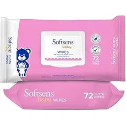 Softsens Baby Gentle Cloth Wipes for Baby Skin Enriched with Aloe Vera & Vitamin E I Dermatologically Tested & Parben Free with Lid - 72 wipes (Pack of 2)-image-6