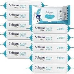 Softsens Baby 99.9% Pure Water Wipes | Pure Aloe Vera Extract with Lid Wipes For Babies (Pack of 12)-image-38