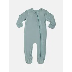 Softsens Kids Teal Bamboo Zipper Rompers with Footie-picture-11