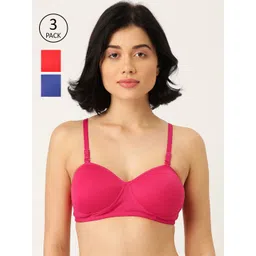 Softskin Pack of 3 Solid Non-Wired Lightly Padded T-shirt Bras DemiRBR30B_3-picture-35