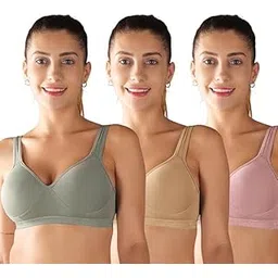 softskin Seamless Padded Polyamide Slip On Sports Bra for Women | Full Coverage Heavily Padded Cups | Pack of 3 Sports Bra Non Wired-picture-23