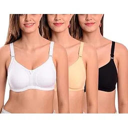 softskin Women's Polycotton Full Coverage Non Padded Non Wired T-Shirt Bra (Pack of 3) (Muticolor)-picture-15