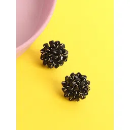 SOHI Black Gold-Plated Contemporary Studs Earrings-picture-28
