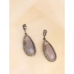 SOHI Blue Gold- Plated Geometric Drop Earrings-picture-24