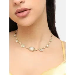 SOHI Gold Designer Stone Party Necklace image 3