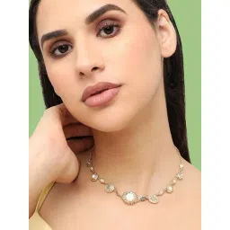 SOHI Gold Designer Stone Party Necklace image 2