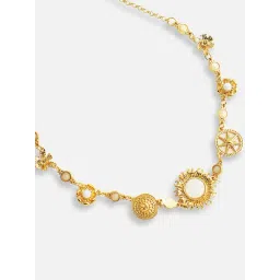 SOHI Gold Designer Stone Party Necklace image 5