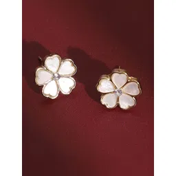 SOHI Gold-Plated Artificial Stones The Cosmos Floral Shaped Studs Earrings-picture-21
