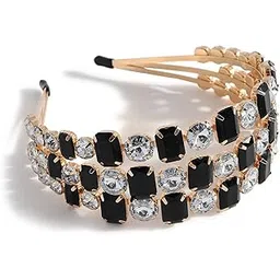 sohi Gold Plated Black Stones Hair Band for Women and Girls | Crystals, Embellished Head Jewellery | Belt for Girls | Fancy Accessories for Brides | Stylish-picture-29