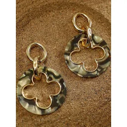 SOHI Gold-Plated Clover-Tortoiseshell Drop Earrings-picture-23
