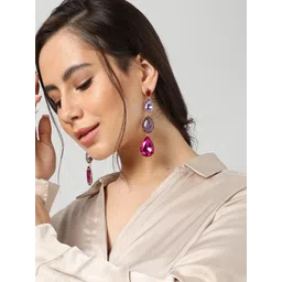 SOHI Gold-Plated Contemporary Drop Earrings-picture-35