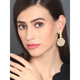 SOHI Gold Plated Contemporary Drop Earrings-picture-33