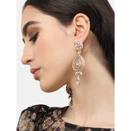 SOHI Gold Plated Contemporary Drop Earrings-picture-36