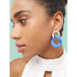 SOHI Gold-Plated Contemporary Drop Earrings-picture-12