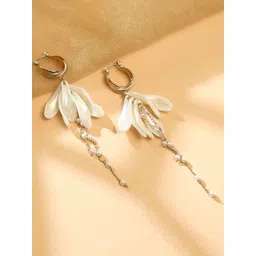 SOHI Gold-Plated Contemporary Hoop Pearl Beaded Earrings-picture-32