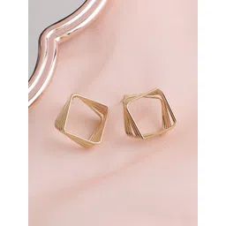 SOHI Gold Plated Contemporary Studs Earrings image 1