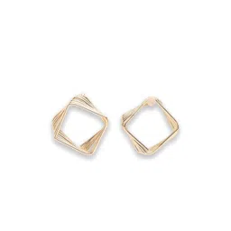 SOHI Gold Plated Contemporary Studs Earrings image 2