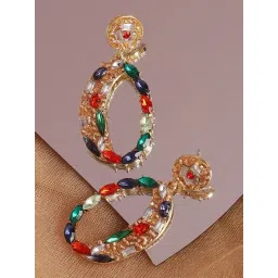 Sohi Gold Plated Designer Stone Party Drop Earrings-picture-36