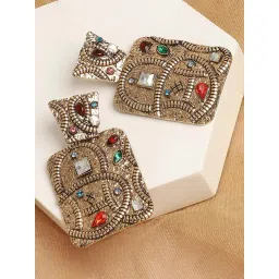 Sohi Gold Plated Designer Stone Party Drop Earrings-picture-38