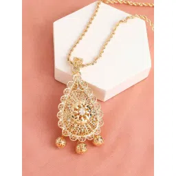 SOHI Gold Plated Designer Stone Party Necklace For Women-picture-14