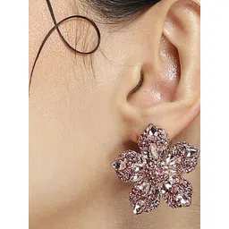 SOHI Gold Plated Floral Studs Earrings-picture-10