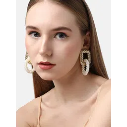 SOHI Gold-Plated Geometric Drop Earrings image 3