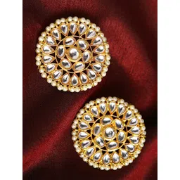 SOHI Gold-Plated Kundan Circular Studs Earrings-picture-34