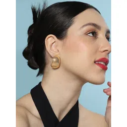 SOHI Gold-Plated Lamella Hoop Earrings-picture-33