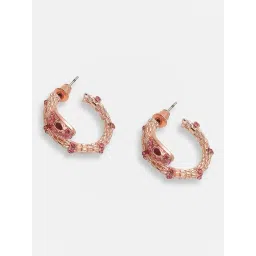 Sohi Gold Plated Party Designer Stone Hoop Earrings-picture-34