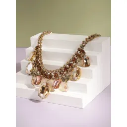 SOHI Gold Plated Party Designer Stone Statement Necklace For Women-picture-19