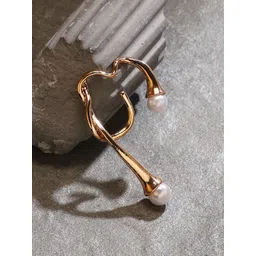 SOHI Gold-Plated Pearls Beaded Contemporary The Intertwine Ear Cuff Earrings-picture-18