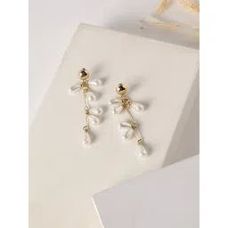 SOHI Gold Plated Pearls Studded Drop Earrings-picture-41