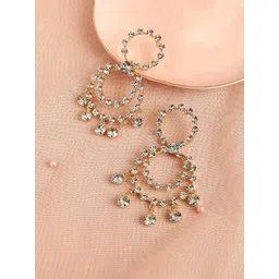 SOHI Gold-Plated Stone-Studded Circular Drop Earrings-picture-25