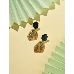 SOHI Green Contemporary Drop Earrings-picture-10