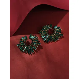 SOHI Green Contemporary Studs Earrings-picture-35