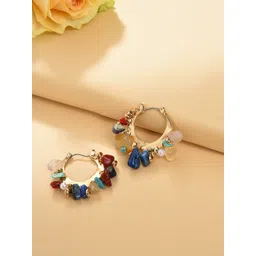 SOHI Multicoloured & Gold-Plated Contemporary Hoop Earrings-picture-32