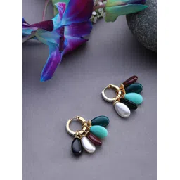 SOHI Multicoloured & Gold-Plated Pearl Double Sided Contemporary Studs Earrings-picture-31
