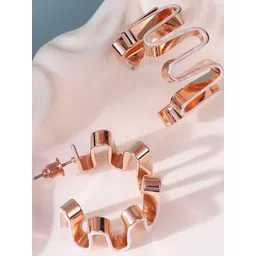 SOHI Rose Gold-Plated Enamel-Coil Contemporary Hoop Earrings-picture-41