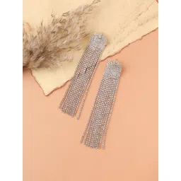 SOHI Silver Plated Contemporary Drop Earrings-picture-20