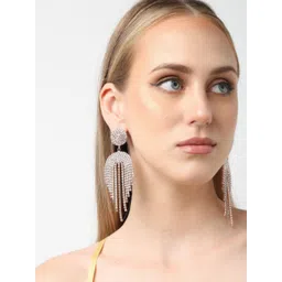 SOHI Silver-Plated Contemporary Tasselled Drop Earrings-picture-33
