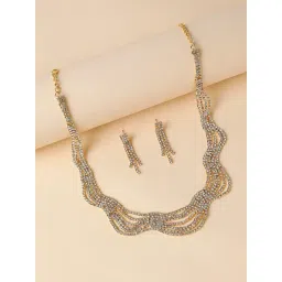 Sohi Silver Plated Designer Party Necklace and Earring Set For Women-picture-29