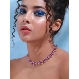 Sohi silver plated designer stone casual necklace for women image 2