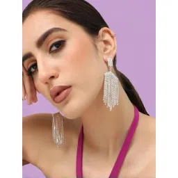 Sohi Silver Plated Designer Stone Party Dangler Earrings-picture-28