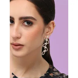 Sohi Silver Plated Designer Stone Party Dangler Earrings-picture-33