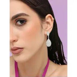 Sohi Silver Plated Designer Stone Party Drop Earrings-picture-36