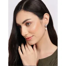 Sohi Silver-Plated Stone Studded Designer Contemporary Drop Earrings-picture-25