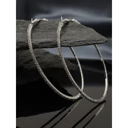 SOHI Silver-Toned Contemporary Hoop Earrings-picture-14