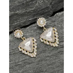 SOHI White Contemporary Drop Earrings-picture-25
