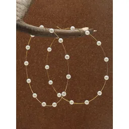 SOHI White Pearls Circular Hoop Earrings-picture-37