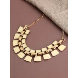 SOHI Women Gold-Plated & White Statement Necklace-picture-22